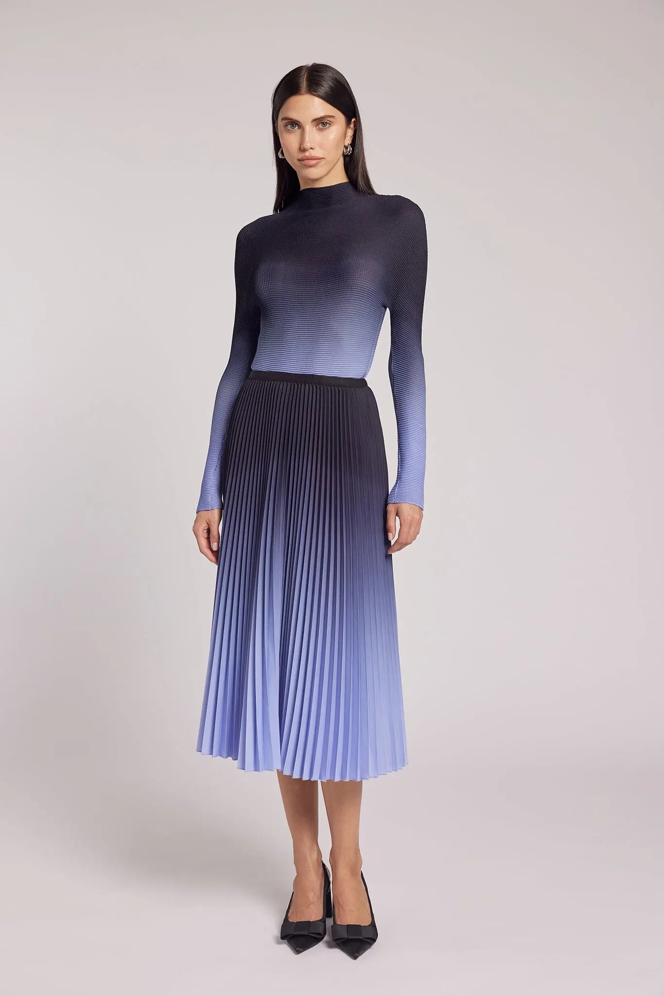 Issey Miyake Plissé Pleated Top Black/Sky Color - IsseyMiyakePleats