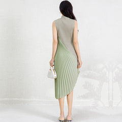 Niche design sense irregular pleated skirt dress women's cross-border new half-high neck fashion elegant dress skirt IsseyMiyakePleats