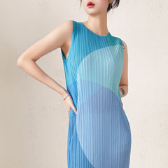 Miyake age reduction sleeveless pleated dress women's summer temperament high-end waist slimming vest skirt summer women's wholesale IsseyMiyakePleats