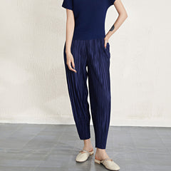 Japanese-style pleated radish pants women's Miyake thin high-waisted slim Harlan cropped fashion casual small foot pants wholesale IsseyMiyakePleats