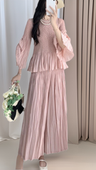 Miyake suit, women's fashion two-piece temperament, high-quality temperament, small man top, loose wide-leg pants suit IsseyMiyakePleats