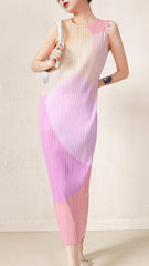 Miyake age reduction sleeveless pleated dress women's summer temperament high-end waist slimming vest skirt summer women's wholesale IsseyMiyakePleats