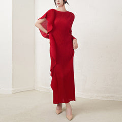 Cross-border fashion slim temperament long skirt dress skirt Miyake women's design sense irregular pleated waist dress IsseyMiyakePleats