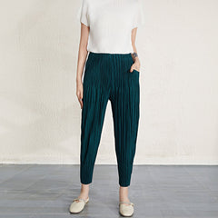 Japanese-style pleated radish pants women's Miyake thin high-waisted slim Harlan cropped fashion casual small foot pants wholesale IsseyMiyakePleats