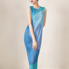 Miyake age reduction sleeveless pleated dress women's summer temperament high-end waist slimming vest skirt summer women's wholesale IsseyMiyakePleats
