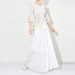 Miyake texture gilt luster top set new cross-border plus size pleated ruffles celebrity temperament dress skirt IsseyMiyakePleats