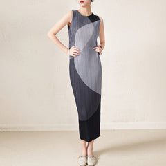 Miyake age reduction sleeveless pleated dress women's summer temperament high-end waist slimming vest skirt summer women's wholesale IsseyMiyakePleats