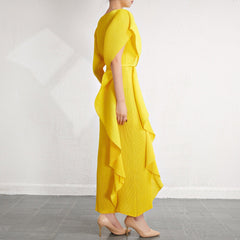 Cross-border fashion slim temperament long skirt dress skirt Miyake women's design sense irregular pleated waist dress IsseyMiyakePleats